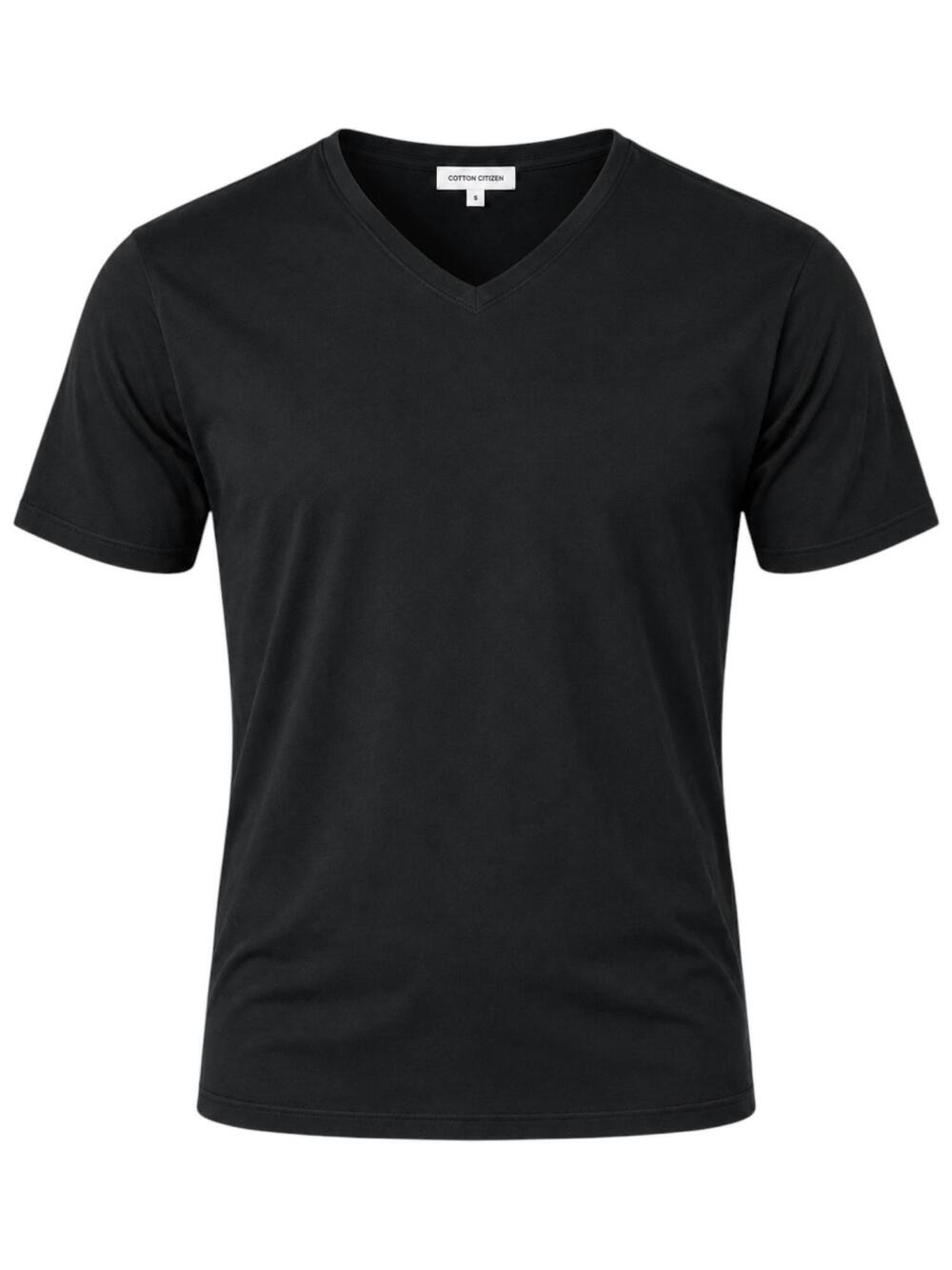 NEW COTTON CITIZEN men's standard v-neck tee in jet black